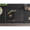 Mexen Cesar chiuvetă cu o cuvă din granit cu scurgător și baterie de bucătărie Duo, negru cu pete - 6514-76-671701-57-G
