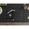 Mexen Cesar chiuvetă de granit cu un compartiment, cu picurător și baterie de bucătărie Duo, Neagră - 6514-77-671701-07