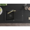 Mexen Cesar chiuvetă de granit cu un compartiment, cu picurător și baterie de bucătărie Duo, Neagră - 6514-77-671701-57-B