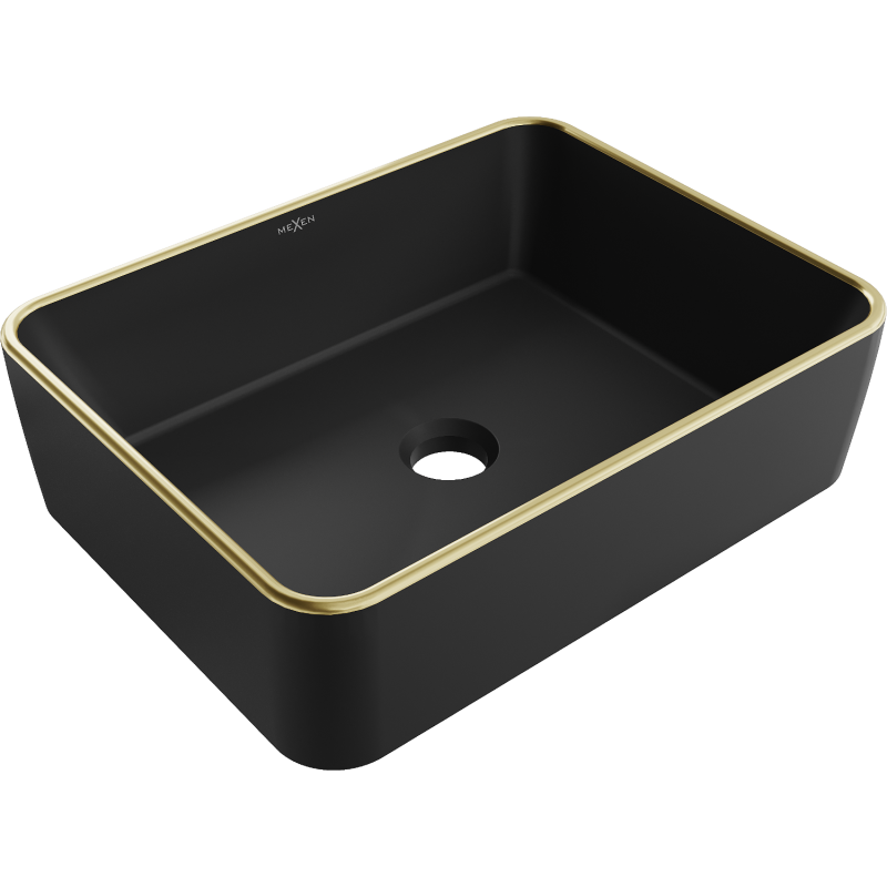 Mexen Catia lavoar de blat 48 x 37 cm, negru mat/auriu margine - 21314875