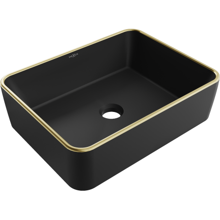 Mexen Catia lavoar de blat 48 x 37 cm, negru mat/auriu margine - 21314875