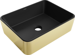 Mexen Catia chiuvetă deasupra blatului 48 x 37 cm, negru mat/auriu - 21314876
