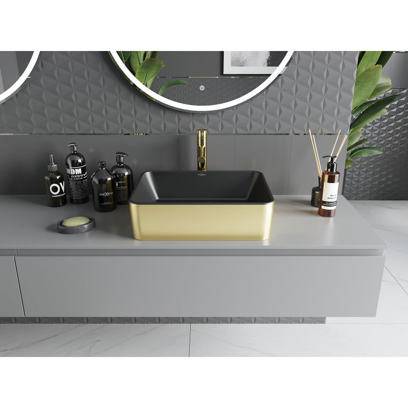 Mexen Catia lavoar pe blat 48 x 37 cm, negru mat/auriu - 21314876