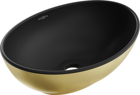 Mexen Elza chiuvetă pe blat 40 x 33 cm, negru mat/auriu - 21014026