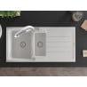 Mexen Andres Chiuvetă de granit de 1,5 compartiment cu picurător și baterie de bucătărie Duo, Albă - 6515-20-671701-02