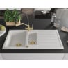 Mexen Andres chiuvetă din granit cu 1,5 camere și scurgător și baterie Duo, alb - 6515-20-671701-57-G