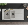 Mexen Andres chiuvetă de granit cu 1,5 camere, cu scurgător și baterie de bucătărie Duo, alb - 6515-20-671701-57-B