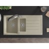 Mexen Andres chiuvetă din granit 1,5 compartimente cu scurgător și baterie de bucătărie Duo, bej - 6515-69-671701-07