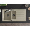 Mexen Andres chiuvetă de bucătărie din granit 1,5 compartimente cu scurgător și baterie Duo, bej - 6515-69-671701-07-B