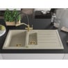 Mexen Andres chiuvetă de granit 1,5-bazin cu scurgător și baterie de bucătărie Duo, bej - 6515-69-671701-57-G