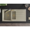 Mexen Andres chiuvetă de granit 1,5-bazin cu scurgător și baterie de bucătărie Duo, bej - 6515-69-671701-57-G