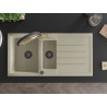 Mexen Andres chiuvetă de granit cu 1,5 compartimente cu picurător și baterie de bucătărie Duo, bej - 6515-69-671701-57-B