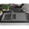 Mexen Andres chiuvetă din granit cu 1,5 compartimente cu scurgător și baterie de bucătărie Duo, gri - 6515-71-671701-07-B