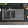 Mexen Andres chiuvetă din granit cu 1,5 compartimente cu scurgător și baterie de bucătărie Duo, gri - 6515-71-671701-07-B