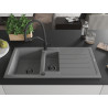 Mexen Andres chiuvetă de granit cu 1,5 cuve cu scurgător și baterie de bucătărie Duo, gri - 6515-71-671701-70-B