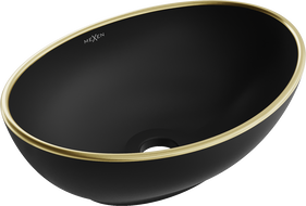 Mexen Elza chiuvetă de blat 40 x 33 cm, negru mat/margine aurie - 21014025