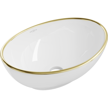 Mexen Elza fali feletti mosdó 40 x 33 cm, fehér/arany szegély - 21014005