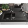 Mexen Andres chiuvetă din granit cu 1,5 compartimente cu scurgător și baterie de bucătărie Duo, negru/auriu metalizat - 6515-75?