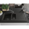 Mexen Andres chiuvetă de granit 1,5 cameră cu scurgător și baterie de bucătărie Duo, negru/auriu metalizat - 6515-75-671701-07-B