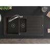 Mexen Andres chiuvetă de granit 1,5 cameră cu scurgător și baterie de bucătărie Duo, negru/auriu metalizat - 6515-75-671701-07-B