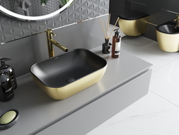 Mexen Rita asztali mosdókagyló 45 x 32 cm, fekete matt/arany - 21084576