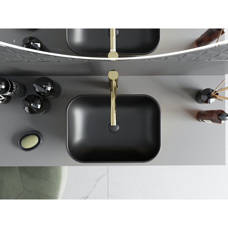 Mexen Rita chiuvetă pe blat 45 x 32 cm, negru mat/auriu - 21084576