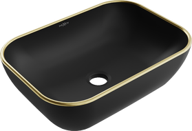 Mexen Rita lavoar pe blat 45 x 32 cm, negru mat/margine aurie - 21084575