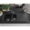 Mexen Andres chiuvetă granit 1,5 compartiment cu scurgător și baterie de bucătărie Duo, negru - 6515-77-671701-07