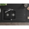 Mexen Andres chiuvetă de granit cu 1,5 compartimente, cu scurgător și baterie de bucătărie Duo, negru - 6515-77-671701-07