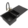 Mexen Andres gránit mosogató 1,5 kamrás csepegtetővel és konyhai csappal Duo, fekete - 6515-77-671701-57-B