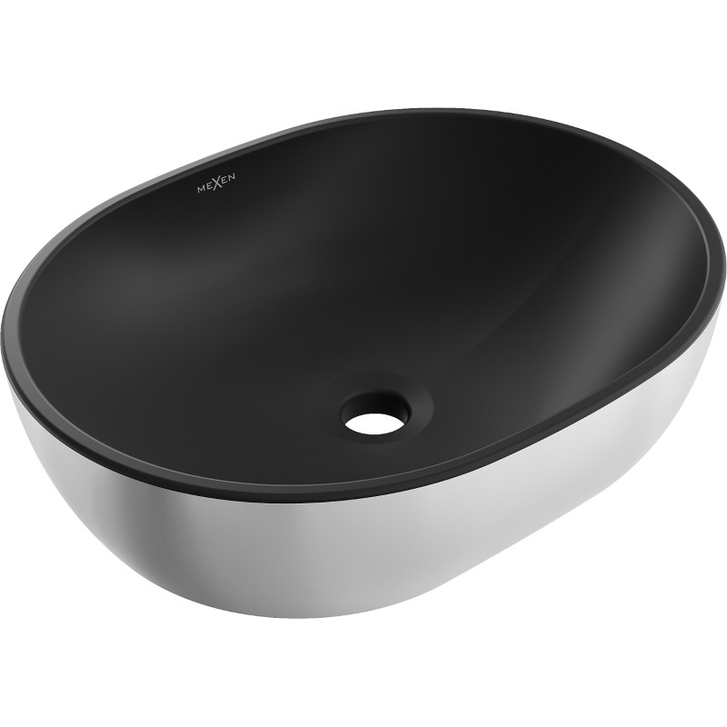 Mexen Viki 48 x 35 cm-es, fekete matt/ezüst pultra szerelhető mosdó - 21054874