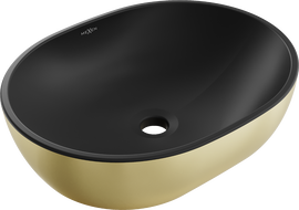 Mexen Viki chiuvetă deasupra blatului 48 x 35 cm, negru mat/auriu - 21054876