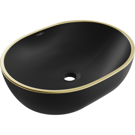 Mexen Viki chiuvetă de blat 48 x 35 cm, negru mat/margine aurie - 21054875