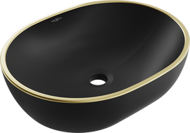 Mexen Viki asztali mosdó 48 x 35 cm, fekete matt/arany perem - 21054875