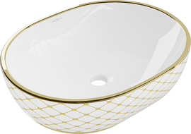 Mexen Viki lavoar pe blat 48 x 35 cm, alb/auriu model carouri - 21054809