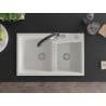Mexen Tomas Chiuvetă de granit cu 2 compartimente și baterie de bucătărie Duo, Albă - 6516-20-671701-07