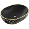 Mexen Viki chiuvetă de blat 48 x 35 cm, negru mat/model auriu cu carouri - 21054879