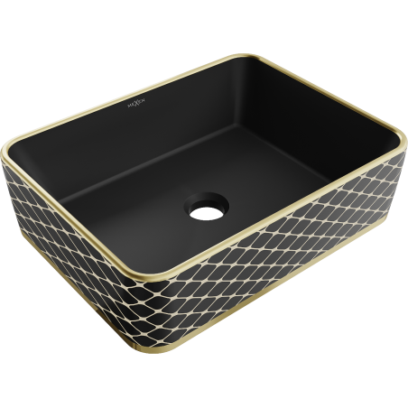 Mexen Catia chiuvetă pe blat 48 x 37 cm, negru mat/model auriu grilaj - 21314879