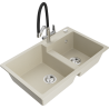 Mexen Tomas chiuvetă din granit cu 2 cuve și baterie de bucătărie Duo, bej - 6516-69-671701-07