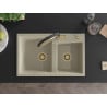 Mexen Tomas chiuvetă de bucătărie din granit cu 2 compartimente și baterie de bucătărie Duo, bej - 6516-69-671701-57-G
