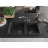 Mexen Tomas chiuvetă de bucătărie din granit cu 2 compartimente și baterie Duo, negru/auriu metalic - 6516-75-671701-07-B