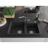 Mexen Tomas chiuvetă de bucătărie din granit cu 2 compartimente și baterie Duo, negru - 6516-77-671701-07