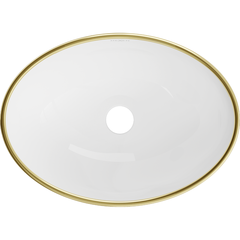 Mexen Elza asztali mosdókagyló 40 x 33 cm, fehér/arany rácsmintás - 21014009