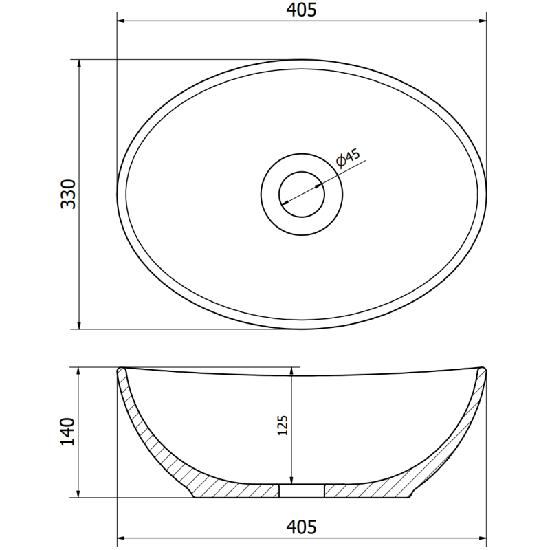 Mexen Elza chiuvetă pe blat 40 x 33 cm, negru mat/or model auriu - 21014029