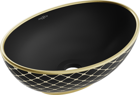 Mexen Elza chiuvetă pe blat 40 x 33 cm, negru mat/or model auriu - 21014029