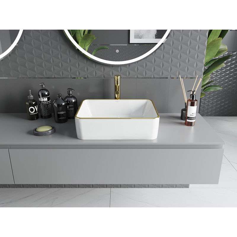 Mexen Catia lavoar pe blat 48 x 37 cm, alb/auriu margine - 21314805