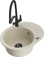 Mexen Kevin chiuvetă de bucătărie din granit cu 1 compartiment și baterie Duo, bej - 6517-69-671701-70-B