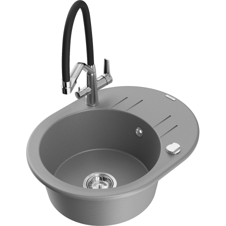 Mexen Kevin chiuvetă de granit cu 1 cameră cu baterie de bucătărie Duo, gri - 6517-71-671701-07