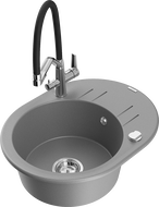 Mexen Kevin chiuvetă de granit cu 1 cameră cu baterie de bucătărie Duo, gri - 6517-71-671701-07
