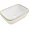 Chiuvetă pe blat Mexen Rita 45 x 32 cm, albă/aurie model carouri - 21084509